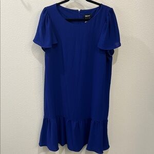 DKNY Cobalt Mini Dress with Flutter Hem